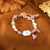 Purple Rhodonite & Pearl Handmade Bracelet | Love & Emotional Healing - Auratract